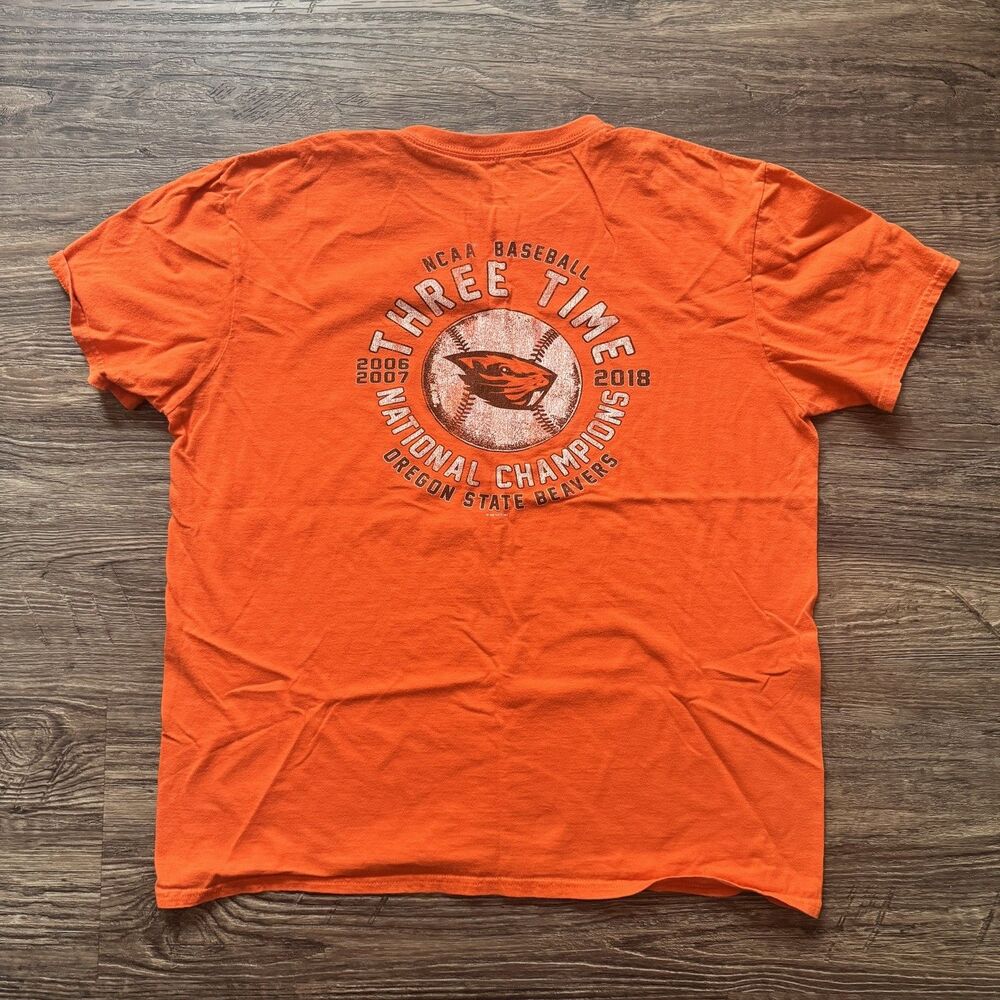 Oregon State Beavers Shirt Three times National Champion Mens L Orange Baseball